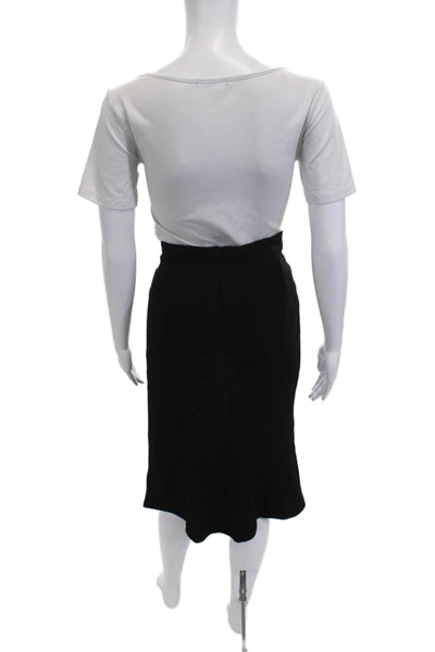 Agnona Womens Straight Pencil Skirt Black 80% Virgin Wool Size 12