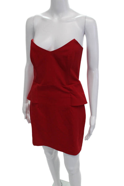 Mason Women Bodycon Mini Dress Red V Neck Sleeveless Zip Size 4