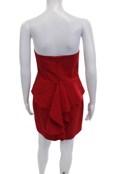 Mason Women Bodycon Mini Dress Red V Neck Sleeveless Zip Size 4