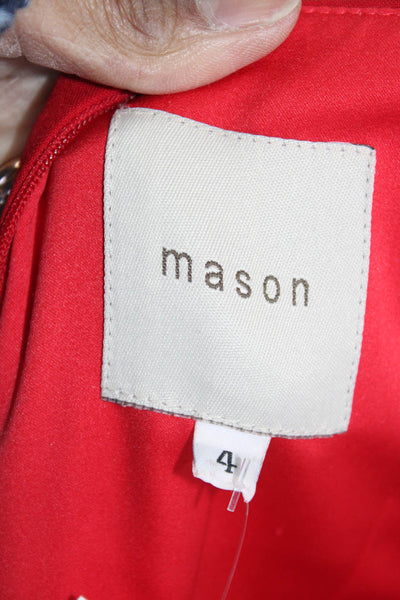 Mason Women Bodycon Mini Dress Red V Neck Sleeveless Zip Size 4