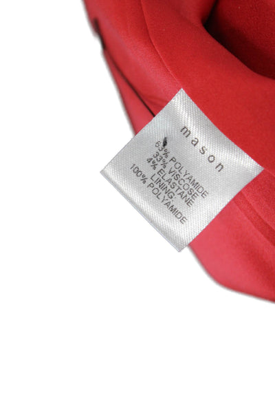 Mason Women Bodycon Mini Dress Red V Neck Sleeveless Zip Size 4