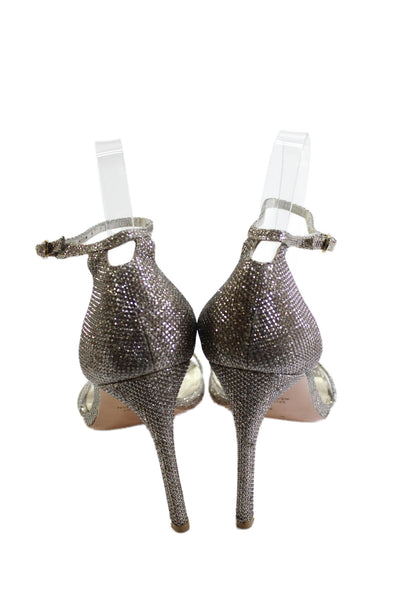 Stuart Weitzman Womens Metallic Ankle Strap High Heeled Sandals Gold Size 8