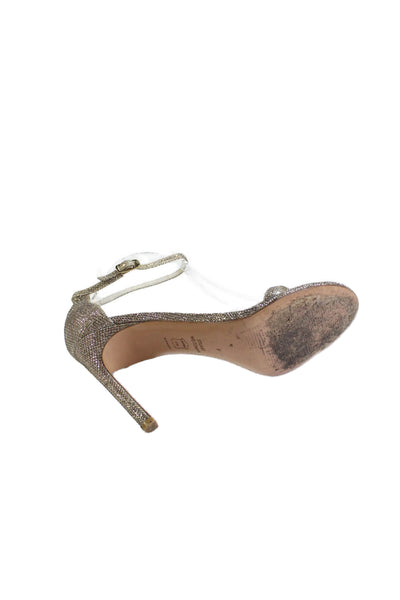 Stuart Weitzman Womens Metallic Ankle Strap High Heeled Sandals Gold Size 8