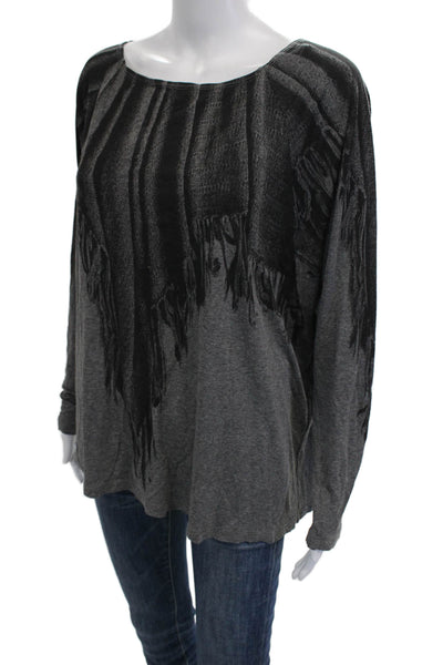 Isabel De Pedro Women Tunic Black Long Sleeve Round Neck Viscose Size 8
