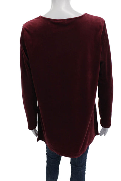 Pure Jill Women Red V-Neck Tunic Long Sleeve Petite Size M