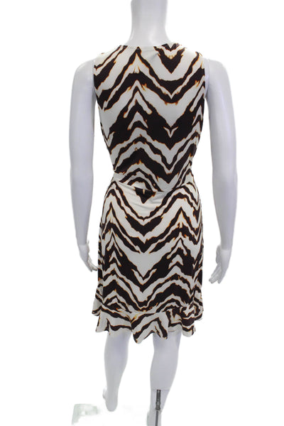 Veronica M Women Wrap Dress Black Zebra V-Neck Sleeveless Knee Length Size XS
