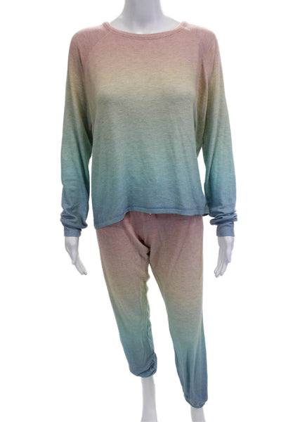 PJ Salvage Womens Crew Neck Long Sleeve Pajama Set Ombre Multicolor Size S M