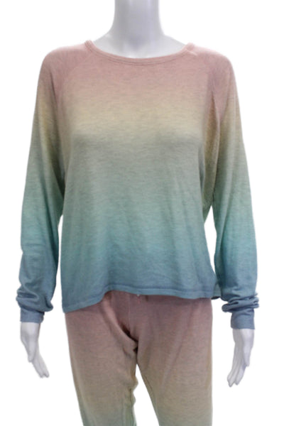 PJ Salvage Womens Crew Neck Long Sleeve Pajama Set Ombre Multicolor Size S M