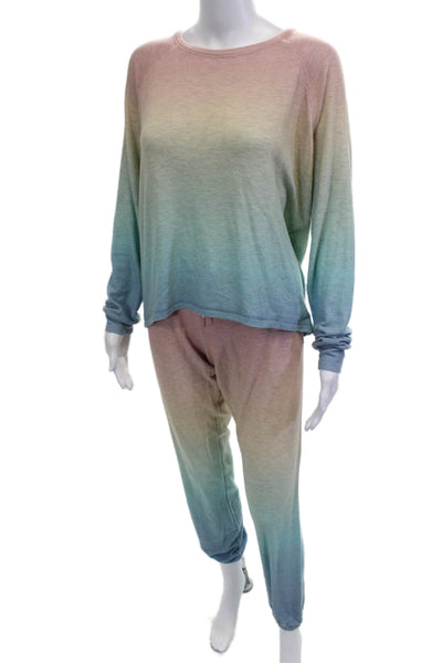 PJ Salvage Womens Crew Neck Long Sleeve Pajama Set Ombre Multicolor Size S M