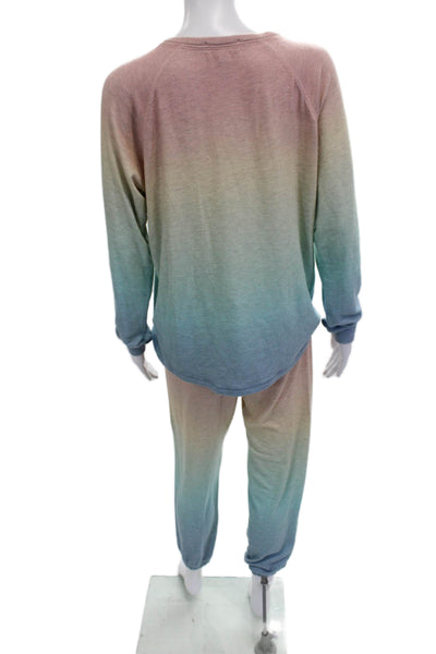 PJ Salvage Womens Crew Neck Long Sleeve Pajama Set Ombre Multicolor Size S M