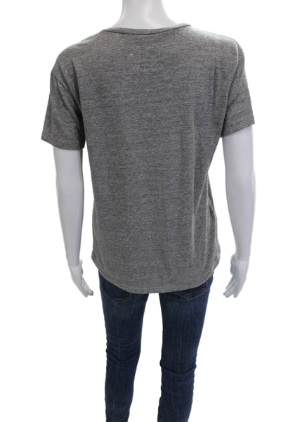 Chaser Women Gray Skull Graphic Jersey T Shirt Short Sleeve Round Neck Size XS