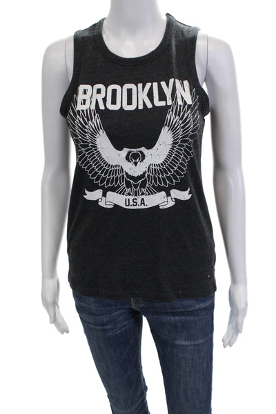 Chaser Womens Basic Tank Dark Gray Bird Graphic Crew Neck Sleeveless Size XS