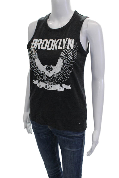 Chaser Womens Basic Tank Dark Gray Bird Graphic Crew Neck Sleeveless Size XS