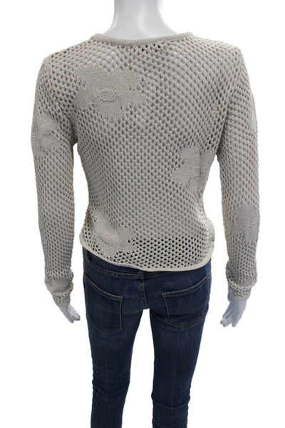 Z Supply Unisex Pullover Sweater Beige Floral Crew Neck Long Sleeve Size S