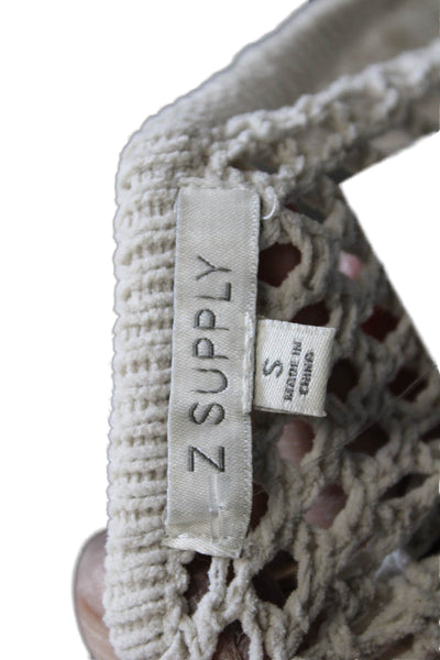 Z Supply Unisex Pullover Sweater Beige Floral Crew Neck Long Sleeve Size S