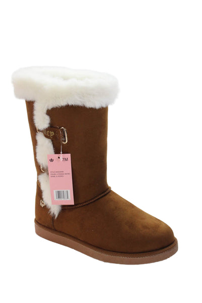 Juicy Couture Womens Suede Pull On Koded Ankle Boots Cognac Brown Size 7