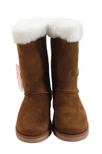 Juicy Couture Womens Suede Pull On Koded Ankle Boots Cognac Brown Size 7