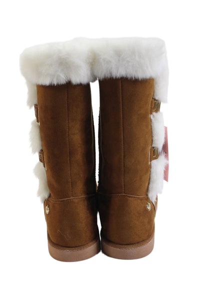 Juicy Couture Womens Suede Pull On Koded Ankle Boots Cognac Brown Size 7