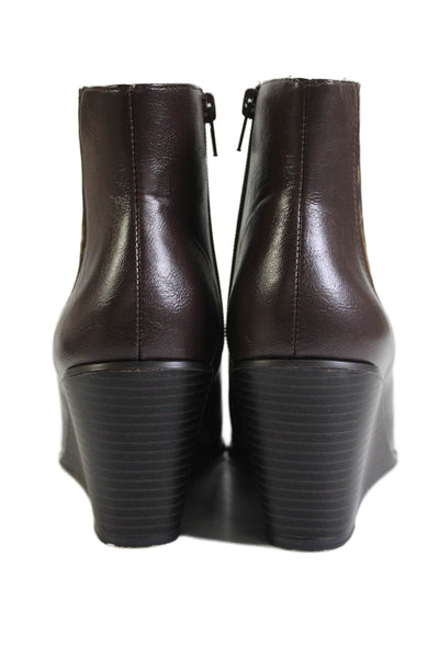 BCBGeneration Womens Jacksin Wedge Heel Ankle Boots Mocha Brown Size 6.5 Medium