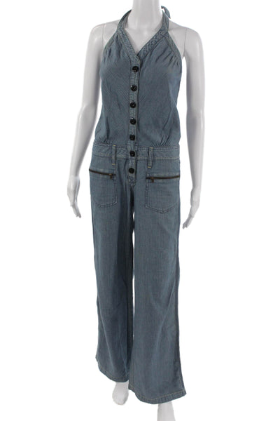 Levi's Womens Halter Neck Sleeveless Cotton Jumpsuit Blue Size S