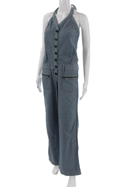Levi's Womens Halter Neck Sleeveless Cotton Jumpsuit Blue Size S