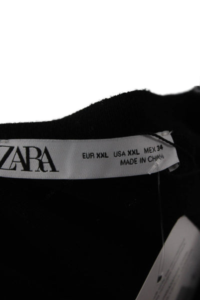 Zara Women Pullover Black Round Neck Long Sleeve Viscose Blend Size 2XL