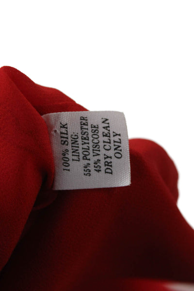 CARESTE Womens Red Silk Kaftan Top Round Neck Long Sleeve Size 14
