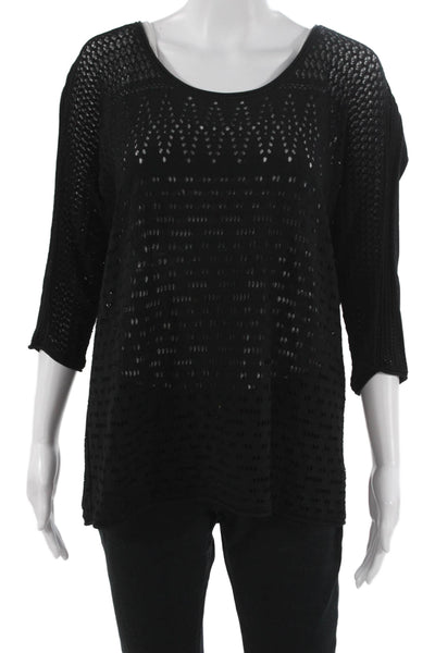 Catherine Malandrino Women Designer Black 3/4 Sleeve Sweater Size L