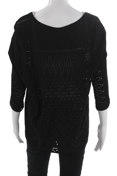 Catherine Malandrino Women Designer Black 3/4 Sleeve Sweater Size L