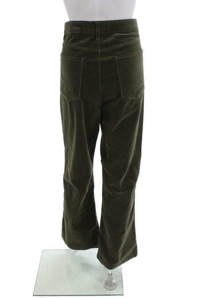 KUT from the Kloth Women Pants Green Cotton Blend Button Solid Army Size 14