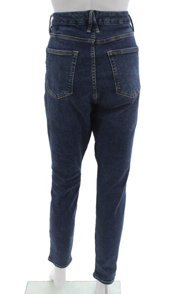 Good American Womens Mom Tapered Jeans Dark Blue High Rise Button Size 14