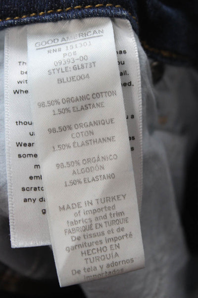Good American Womens Mom Tapered Jeans Dark Blue High Rise Button Size 14
