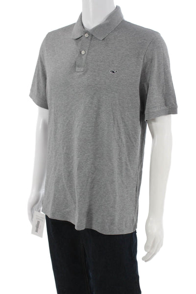 Vineyard Vines Mens Gray Collared Short Sleeve Polo Preppy Size M