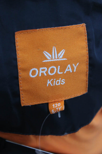 Orolay Boys Hooded Zip Up Puffer Coat Navy Size 6-7Y