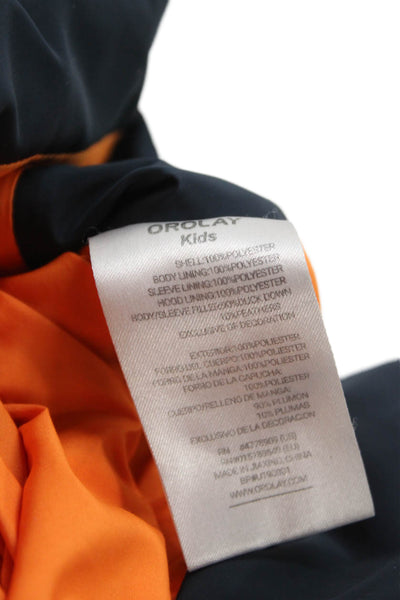 Orolay Boys Hooded Zip Up Puffer Coat Navy Size 6-7Y