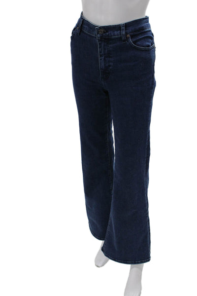 Frame Womens Bootcut Flared Jeans Dark Blue Mid Rise Button Size 28