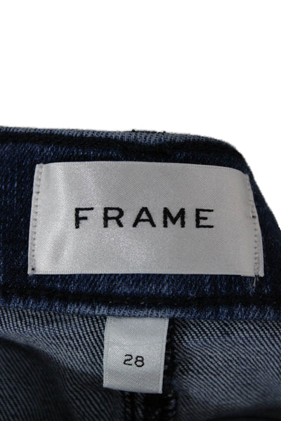 Frame Womens Bootcut Flared Jeans Dark Blue Mid Rise Button Size 28