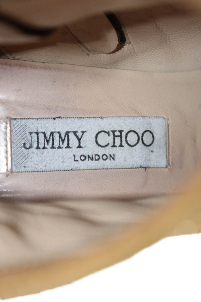 Jimmy Choo Womens Side Zip Block Heel Studded Trim Booties Brown Suede Size 41