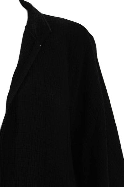 Eileen Fisher Womens Collared Zip Black Rayon Silk Jacket Long Sleeve Size L