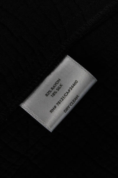 Eileen Fisher Womens Collared Zip Black Rayon Silk Jacket Long Sleeve Size L
