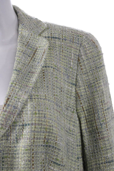 Rena Lange Womens Designer Green Collared Button Blazer Long Sleeve Size 14