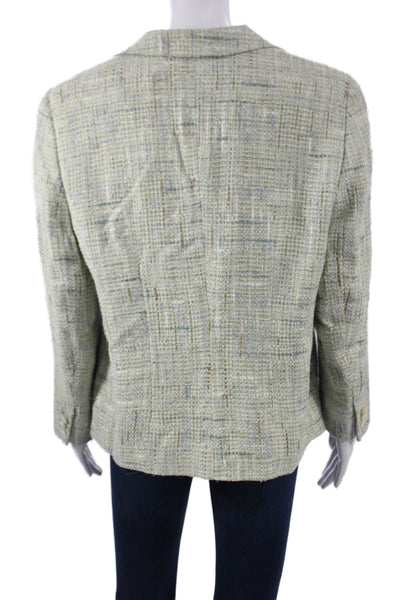 Rena Lange Womens Designer Green Collared Button Blazer Long Sleeve Size 14