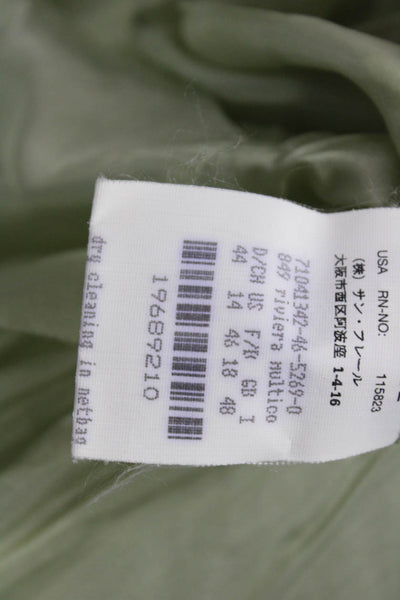Rena Lange Womens Designer Green Collared Button Blazer Long Sleeve Size 14