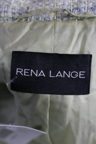 Rena Lange Womens Designer Green Collared Button Blazer Long Sleeve Size 14