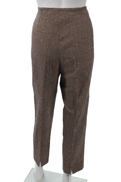 Piazza Sempione Women Ankle Cropped Dress Pants Brown Check Wool Size 46