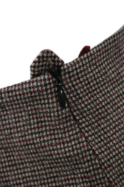 Piazza Sempione Women Ankle Cropped Dress Pants Brown Check Wool Size 46