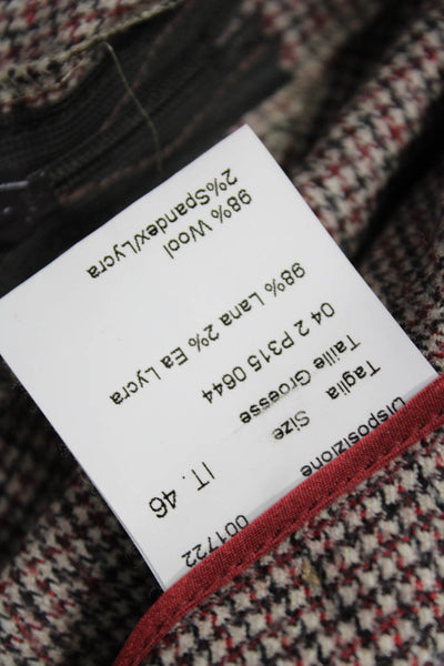 Piazza Sempione Women Ankle Cropped Dress Pants Brown Check Wool Size 46