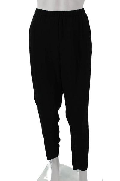 Eileen Fisher Women Ankle Pants Black Silk Size PL