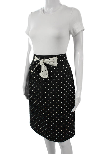 Rickie Freeman Teri Jon Women 2pc Polka Dot Suit Black Tie 3/4 Sleeve Size 6
