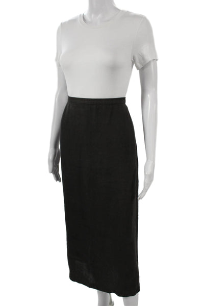 Eileen Fisher Women Black Wool Straight Pencil Midi Skirt Size L